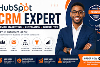 setup hubspot CRM, email marketing, automation and workflows