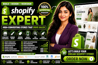 build shopify website, design or redesign shopify store, dropshipping store