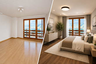 do virtual renovation, remodeling, and interior redesign for real estate photos