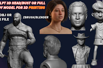 sculpt realistic 3d head model bust portrait face model statues for 3d printing