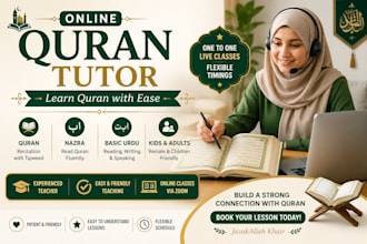 teach quran with tajweed, nazra and basic urdu online