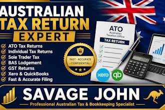 prepare and lodge australian individual tax returns, ato tax return, bas and boo
