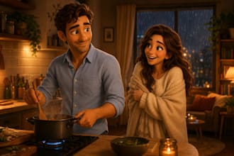 3d pixar style 3d proposal video ai cartoon animation ai romantic storytelling