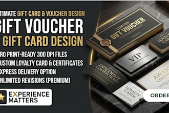 design gift voucher, gift card coupon, postcard loyalty card, certificate design