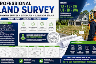 tx fl ca ut id wa land survey boundary survey site plan surveyor stamp permit