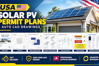 design USA solar pv permit plans and autocad drawings
