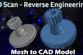 convert 3d scan cleanup, mesh to cad, stl to step, point cloud, scan to cad