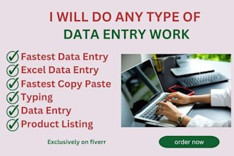 do data entry and handwritten to text with a fast typing