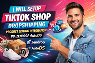 setup tiktok shop dropshipping product listing integration via zendrop autods
