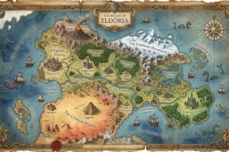 create hand drawn fantasy map for dnd, rpg ttrpg, novels, boardgame illustration