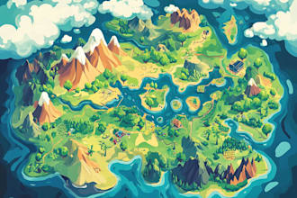 design a unique vector map, realistic or fantasy