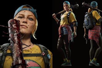 3d game character design retopology unreal engine uv mapping, texturing, rigging