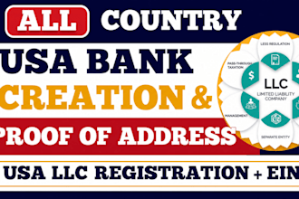 do USA bank creation for USA llc owner, USA physical address, proof of address