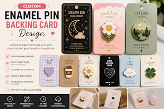 design eye catching backing cards for enamel pins