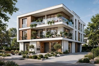 design luxury modern house exterior 3d model and render