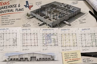 design texas warehouse, industrial building plans, structural and mep drawings