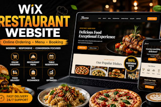 design wix resturant website online ordering booking table reservation bar menu