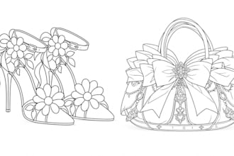 design bag tech pack, tote, gen z bag trend sketch, heels, purse, hand bag