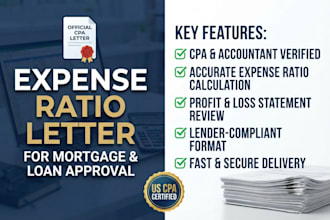 write, prepare and audit US CPA mortgage comfort expense ratio income letter
