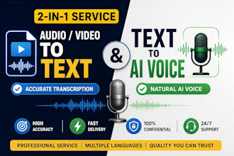 transcribe audio, video to text and convert text to speech