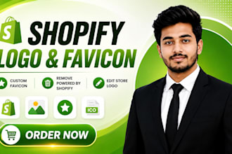 design shopify favicon, remove powered by shopify, edit store logo and favicon