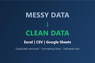 clean, format and organize your messy excel or csv data
