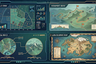 design plot map, waypoint map, scale map, atlas map, cartography map