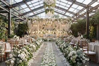 design 3d wedding venue interior, wedding banquet hall with event layout render