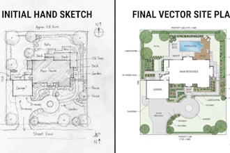 draw vector site plan or map illustration for real estate property