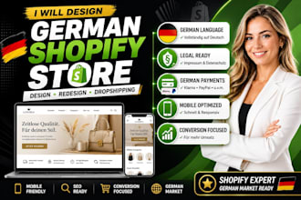 design or redesign professional german shopify store, deutsch dropshipping