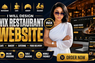 design wix restaurant website, cafe, bakery, food delivery, catering website