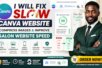 fix slow canva website compress images improve salon website speed
