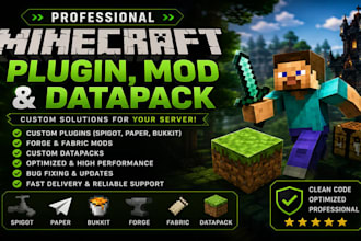 develop professional minecraft plugin or mod or data pack