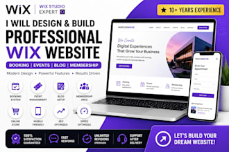 build custom wix website with booking, events, blog and membership website