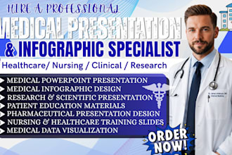 design medical presentations, healthcare infographics, pharmaceuticals slides
