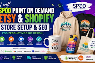 spod print on demand etsy shopify store setup etsy seo pod product mockup design