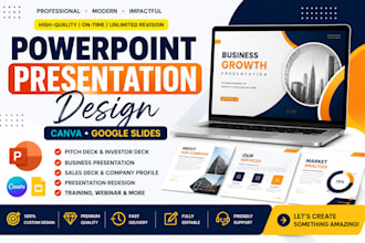 pitch deck design, investor pitch deck, powerpoint presentation, google slides