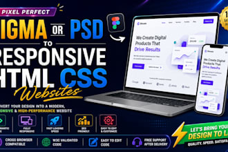convert figma or PSD designs into responsive website