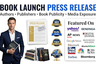 write book launch  press release distribute for author publisher press release