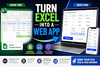 convert excel or google sheets into a custom web app