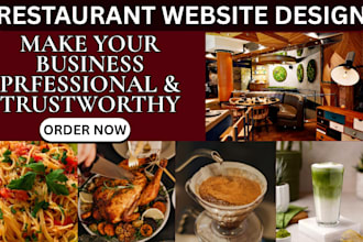 design restaurant website with online ordering, reservation system, landing page