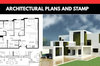 do auto cad 2d floor plan interior, exterior design, sketchup 2d 3d architecture