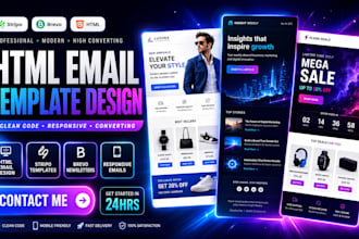do HTML email template design with stripo brevo mailchimp and newsletter design