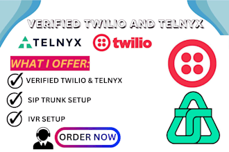 setup verified and upgraded twilio, telnyx, vonage with sip trunk and bulk sms