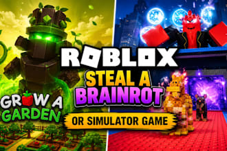 develop a roblox game, steal a brainrot, grow a garden or simulator game