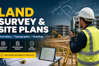 create land survey, boundary survey, topographic survey and site plan with stamp