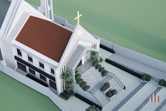 do 2d and 3d church modelling, floor plan, elevation drawing and stages layout