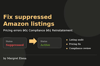 fix amazon listing, suppressed listing issues, pricing listing, compliance