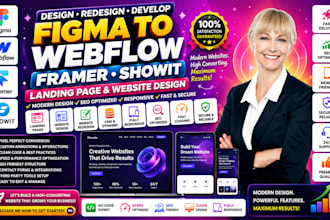 do redesign figma to webflow framer showit landing page website design developer