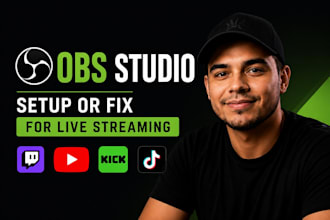setup or fix obs studio for twitch youtube kick tiktok live streaming